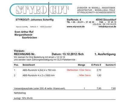 Bestellung bei Styrocut